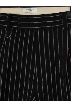 Black cotton pants with vertical white stripes PAOLO PECORA | B1281521R911